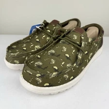 Hey Dude Wally Bass Burnt Olive Slip On Dark Olive Casual Shoe Men’s Size 11 NEW