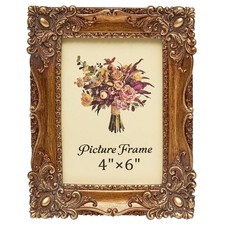 Vintage Picture Frame 4x6 Inch, Antique Ornate Photo Frames with Glass Front,...