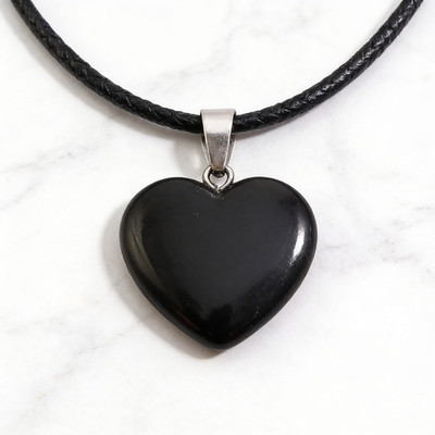 Monas Liebesherz Lord Natur Obsidian Stein Herz Leder Kette Halskette Heilstein