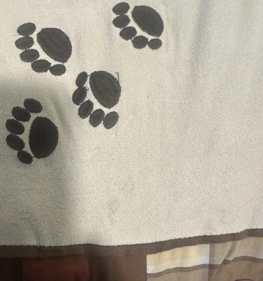 Woolrich Kids Twin Quilt Paw Print Big Bear Campground Nature Forest Comforter - Image 3 of 4