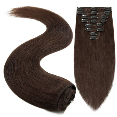 Clip-In Haarverlängerung Aus 100% Remy Echthaar – 20 Clips, 50,8 Cm, Seidig Glatt, Farbe 1B Naturschwarz – Perfekt Für Mehr Länge & Volumen
