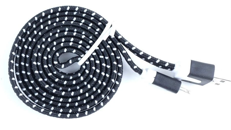 USB Cable Charger Cord Flat Braided For Phone 14, 13, 12, 11, X ,8, 7, 6, 5  Lot - Image 3 of 4