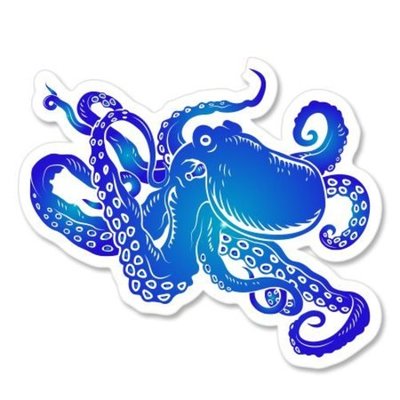 Octopus Blue Car Vinyl Sticker - SELECT SIZE