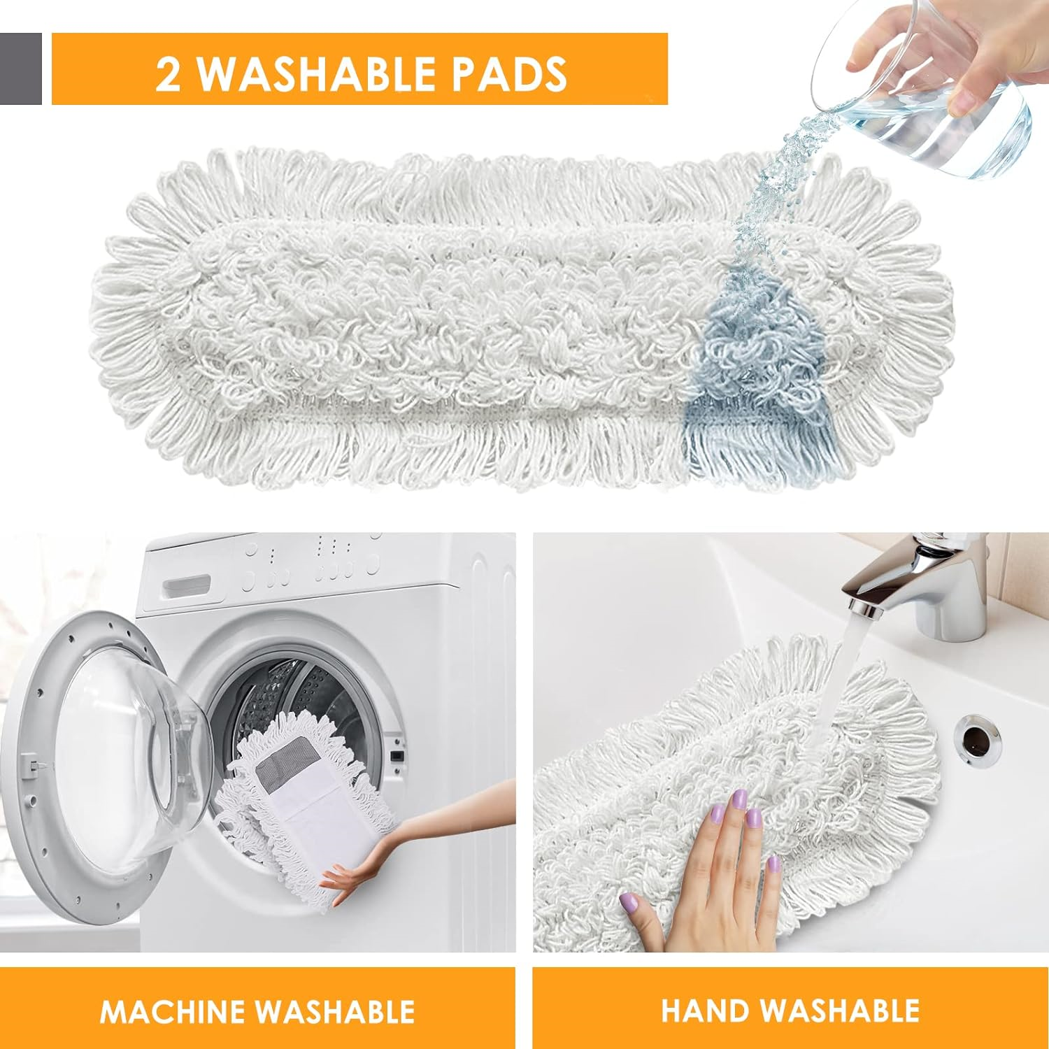 OZD Industrial Flat Mop, Microfibre Mops for Cleaning Floors with