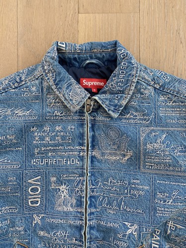 Chaqueta Supreme SS20 Checks Bordada Demin Azul Talla Pequeña Acolchada - Imagen 2 de 8