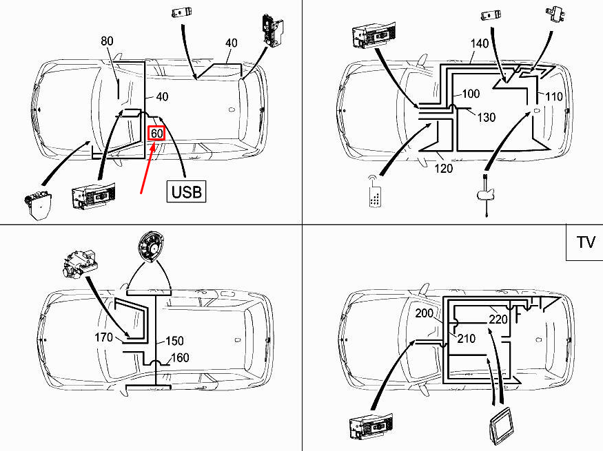 Neu MERCEDES-BENZ E W212 USB-Stecker-Kabelbaum A2125404602 Original