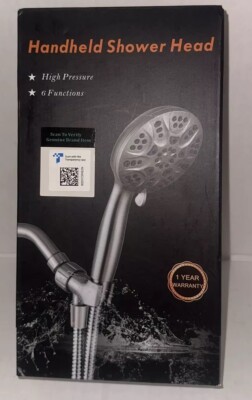 6 Functions Luxury Handheld Shower Head High Pressure. NIBox. Nickel  Finish.