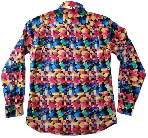 STEVEN LAND Trim Fit Shirt MEN'S Geometric Long Sleeves SIZE M 15 1/2 ~34/35 - Picture 4 of 13