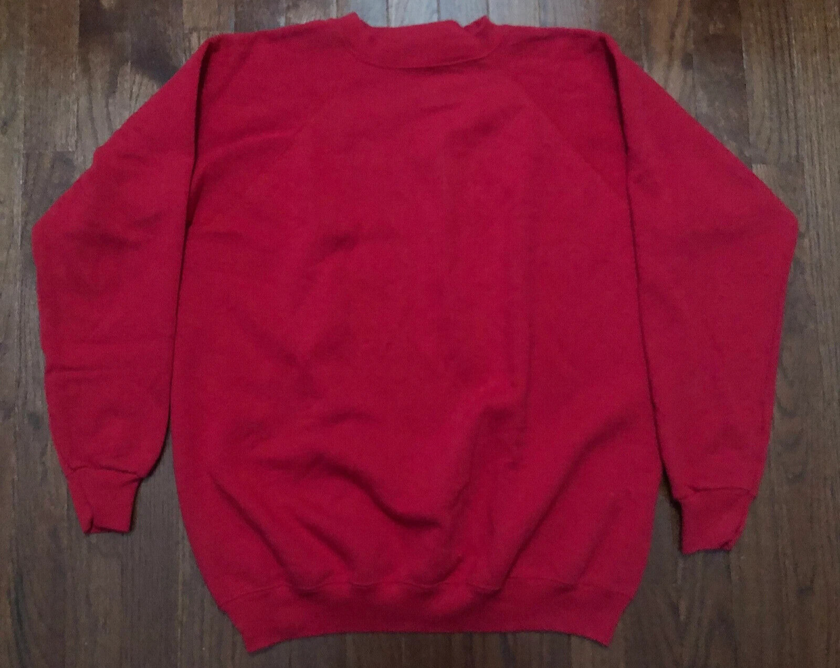 VINTAGE 1980's HANES ACTIVEWEAR SWEATSHIRT MENS XL RED BLANK CREW