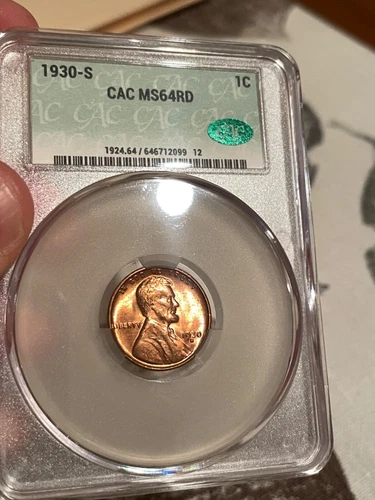 Lincoln Cent.  1930 S.  CAC   MS 64 RD!!!    (#100740)