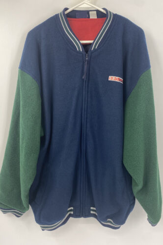 Vintage Bugle Boy Fleece grün blau Logo mit durchgehendem Reißverschluss vorne Jacke Größe XL - Bild 1 von 11