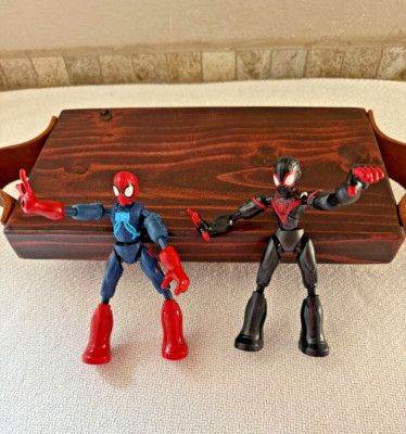 Marvel Spiderman Bend and Flex Action Figures Set 2 Miles Morales Space Mission