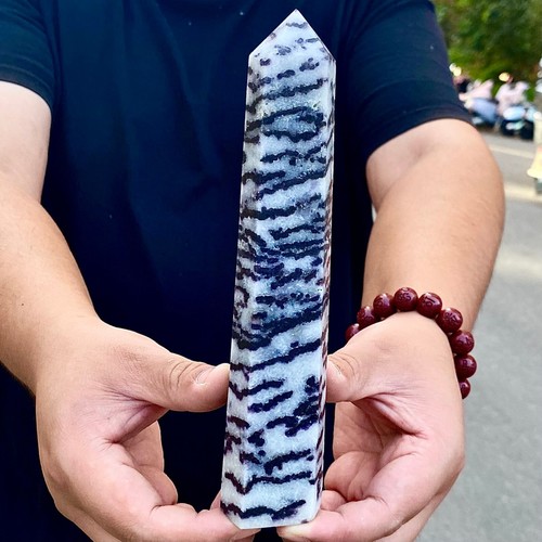1.22LB Natural Zebra stone Column Obelisk CrystalColumn Wand Point Healing Stone - 第 2/12 張圖片