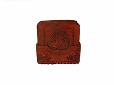 455 Artisan Hand Tooled Leather 8 Set Coasters Tray Wholesale Lot Peru Square