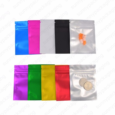 100 pcs Matte Color Foil & Matte Transparent Zip lock Bags Food Storage Pouch