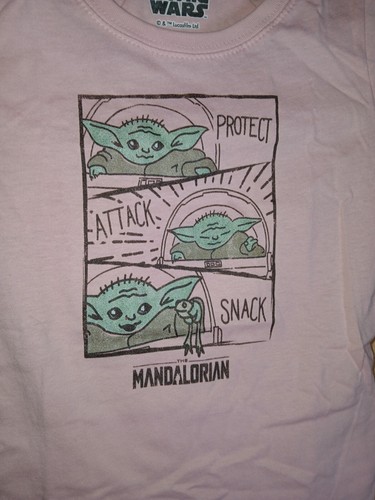 Star Wars The Mandalorian T-Shirt Child Size Xs 3/4 Pink - Picture 2 of 4