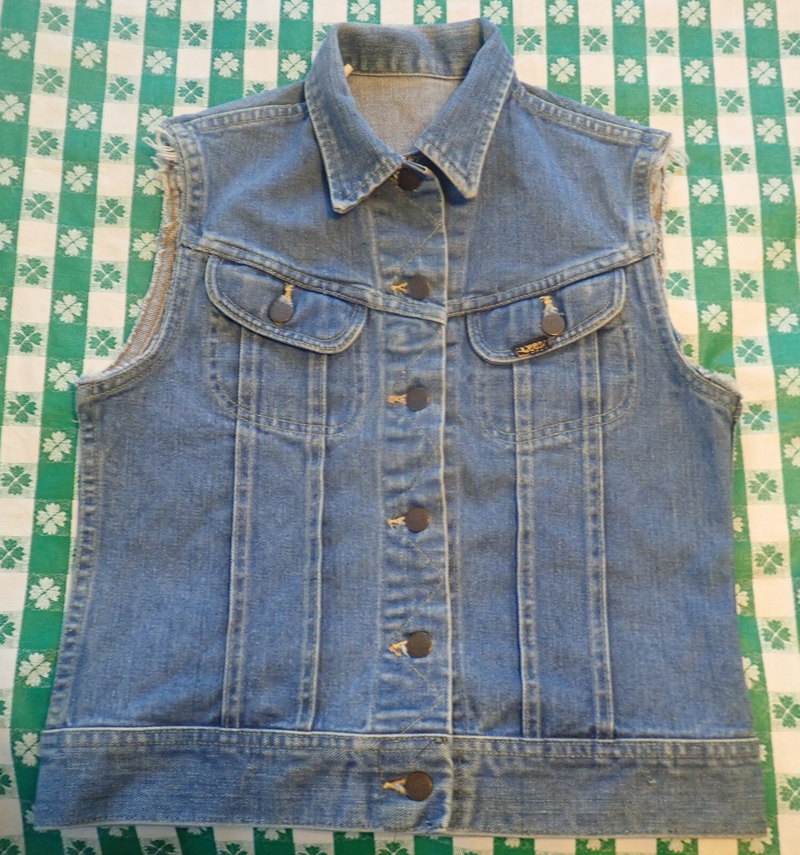 Vintage 90s LEE Rider Blue Denim Vest Made in USA | Womens XS 