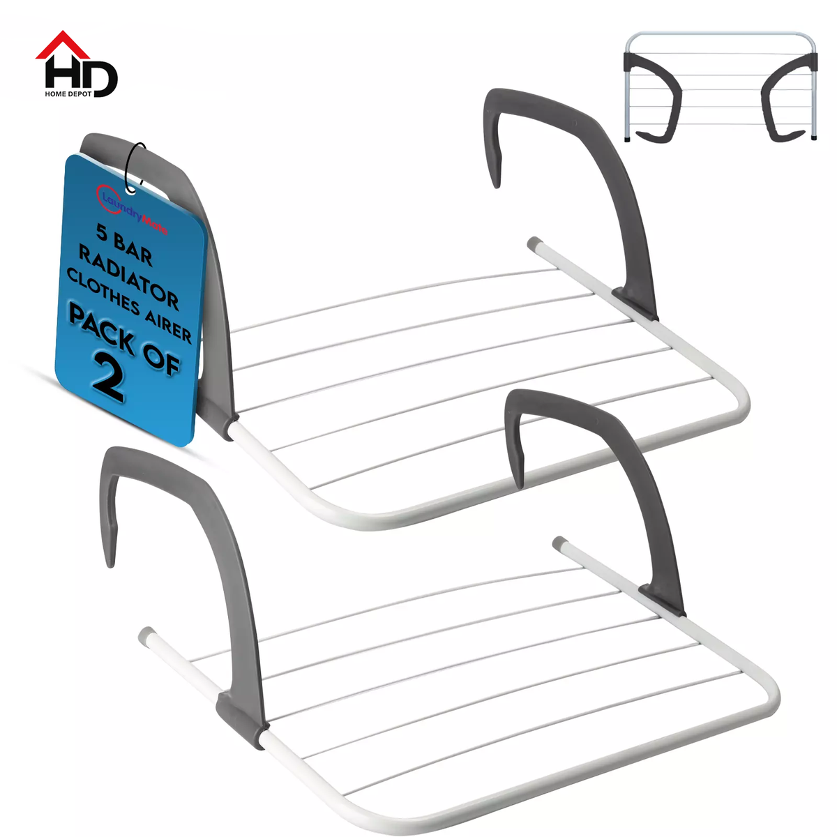 Radiator Airer Clothes Drying Rack Bars Rail Towel Laundry Holder Folding  X2