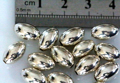 15PCS Italian 925 Silver Oval Beads 12x8mm Cord End Caps Jewelry Making #G353