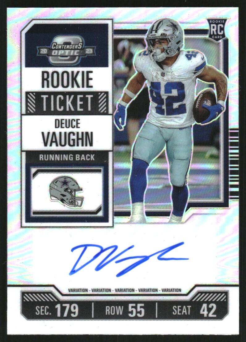 2023 Contenders Optic Rookie Ticket Variation Auto Silver #108 Deuce Vaughn