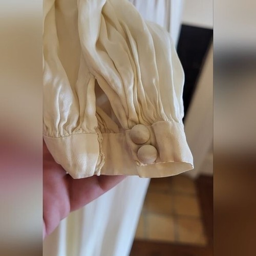 Vintage Años 30/40 Empire Cintura Blanco Satén con Encaje Vestido - Imagen 8 de 16