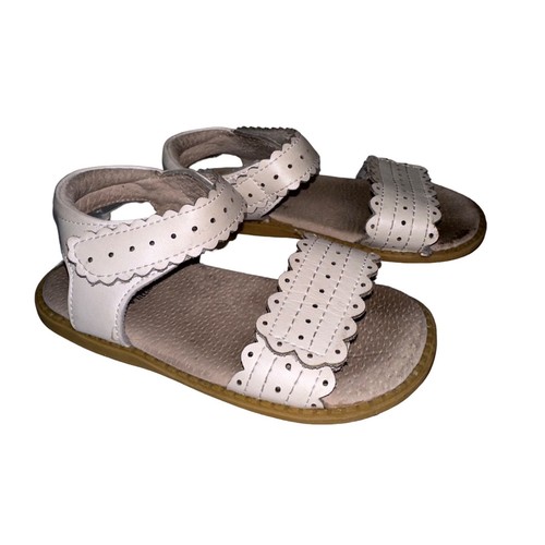 Livie and Luca Girls White Posey Summer Leather Sandals, Size 9