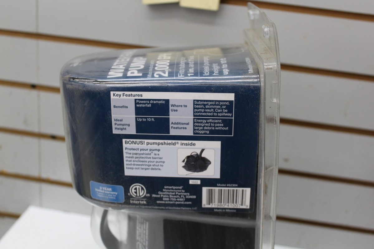 SMARTPOND Waterfall Pump 2000GPH Model #52304 FREE SHIPPING SMARTPOND Waterfall Pump 2000GPH Model #52304 FREE SHIPPING