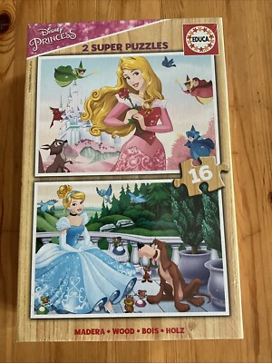 Disney Princess 2 Super-Puzzle, 16 Teile aus Holz DisneyPrinzessinnen, Educa