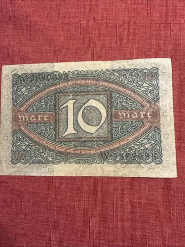Good Condition 1920 10 Mark, Really Nice 100+ Year Old Authentic German Banknote - Picture 2 of 10