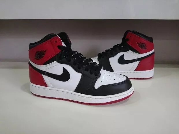 VVVNDS 2016 Nike Air Jordan 1 Retro High OG BG sz 5Y BLACK TOE 575441 125