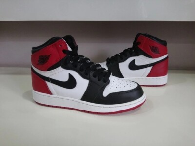 VVVNDS 2016 Nike Air Jordan 1 Retro High OG BG sz 5Y BLACK TOE 