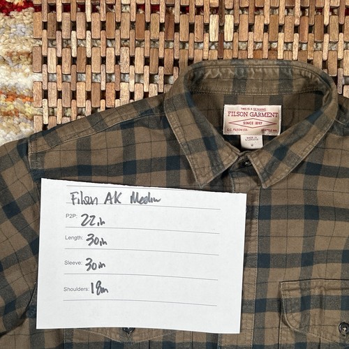 CC Filson Alaskan Guide Shirt Button Down Brown Blue Plaid Men’s Size Medium M - 第 4/4 張圖片