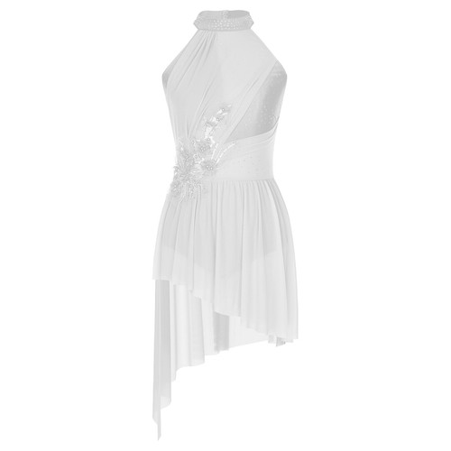 Damen Trikot Mesh Kleid Halter Kleider Tanz Ballettkleid Eiskunstlauf Kleidung - Bild 18 von 44