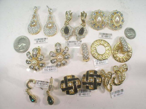 * 18KTEP EARRING DESIGNER DOLPHIN OREVINTAGE WITH SWAROVSKI CRYSTALS #305 - Picture 3 of 3