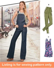 SEWING PATTERN Women Clothes Overalls Jeans Pants Short Long Boot Cut Flare 8162