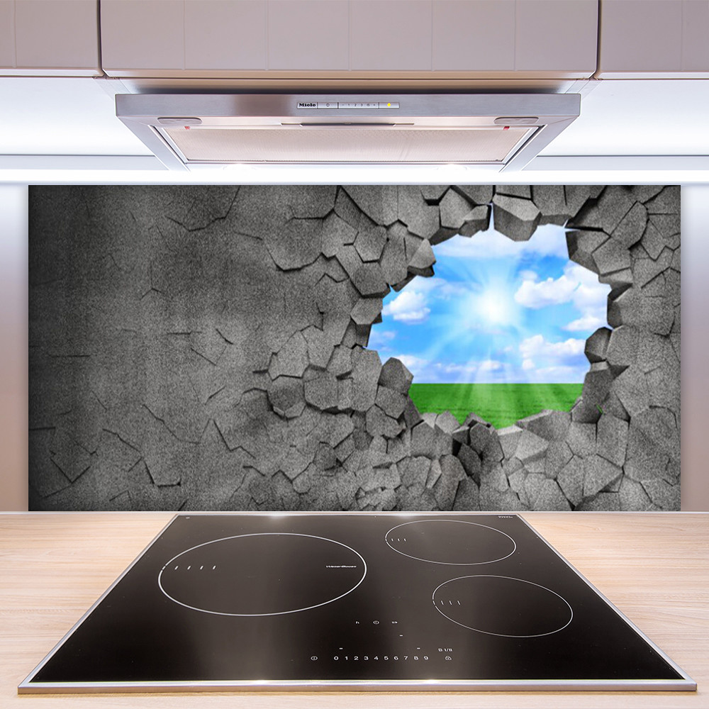 Panneau de cuisine en verre trempé Art Herbe Ciel 100x50 de qualité