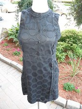 TORY BURCH black sleeveless pencil dress with large swiss dots pattern size 4