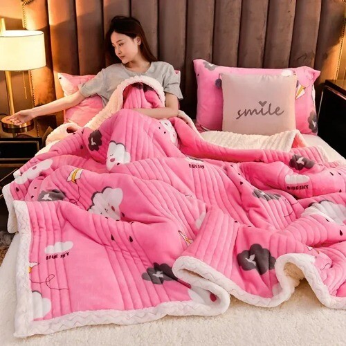 Soft Fluffy Blanket Thicken Lamb's Wool Blankets Bed Milk Velvet Sofa Blanket - Bild 29 von 30