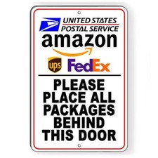 Delivery Please Place Packages Behind This Door Sign Metal USPS SI144