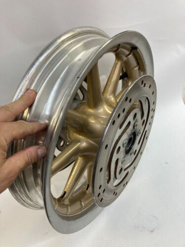 Harley gold 2003 100th anniversary front 9 spoke wagon wheel nice FLHTCUI - Picture 2 of 8