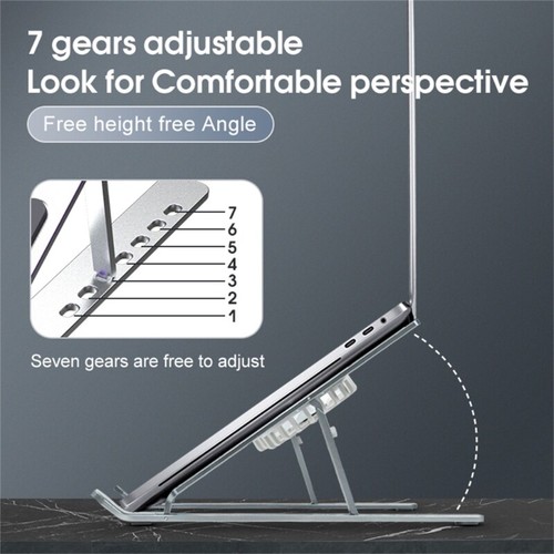 Portable Laptop Stand with RGB Lights Foldable, Cooling Fan, Adjustable for 17" - Afbeelding 6 van 10