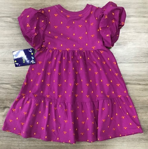 Girls' Disney Encanto Short Puff Bell Sleeve Tiered Shift Dress Purple XS (4/5) - Picture 4 of 4