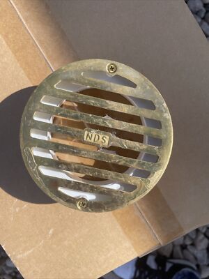 NDS 4 inch Satin Brass Round Drain Grate