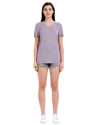 Camiseta Tencel de lana merino ligera absorbente cuello en V capa base top para mujer - Imagen 9 de 40