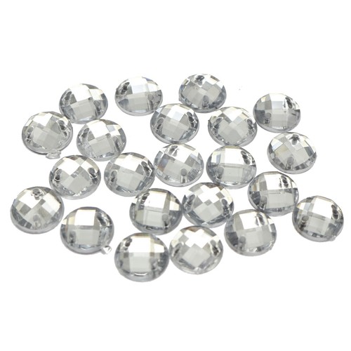 200 piezas Botón de estrás redondo de acrílico transparente con respaldo plano 10 mm coser cuentas - Imagen 4 de 6