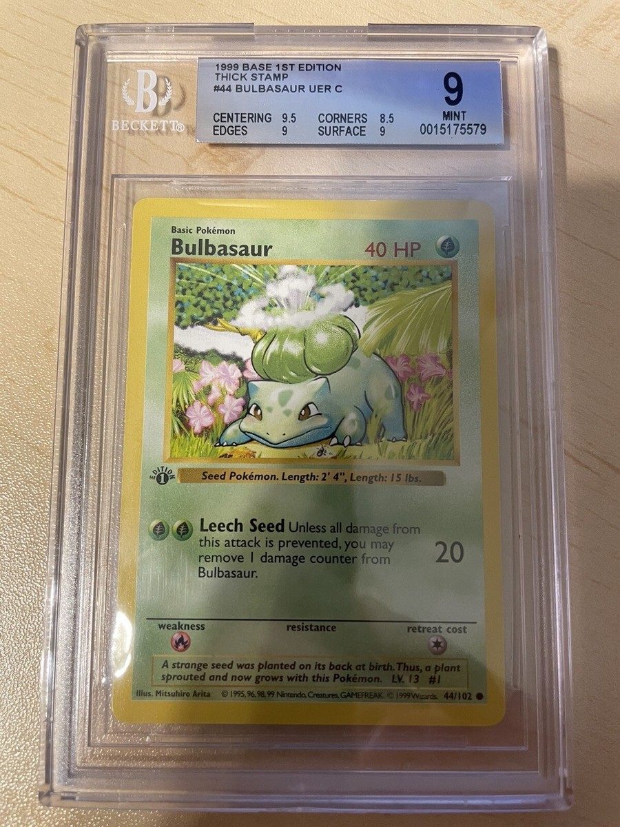 Pokémon Bulbasaur 1st Edition Base Set Shadowless BGS 9 Pokémon Bulbasaur 1st Edition Base Set Shadowless BGS 9