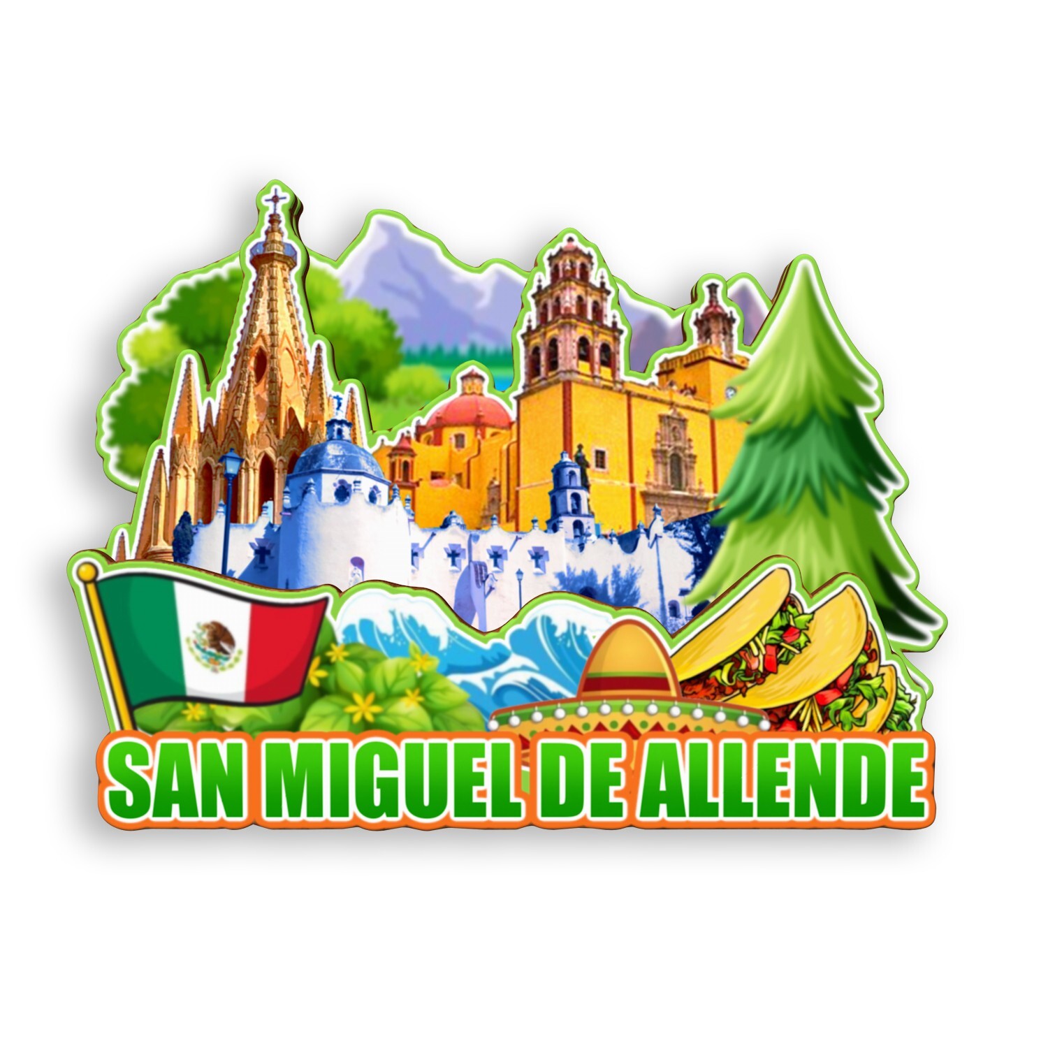 San Miguel de Allende Mexico Refrigerator magnet 3D travel souvenirs wood craft