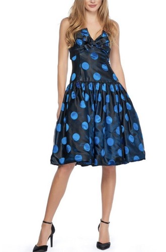 Vintage Victor Costa Trägerloses Kleid Schwarz Ball Polka Dot Pin-Up Rockabilly XS S - Bild 11 von 11