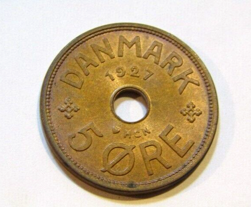 Denmark 1927-HCN 5 Ore Bronze Au Coin