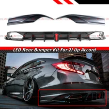 FOR 2018-22 ACCORD YOFER V2 LED REAR DIFFUSER+ MODERN STEEL METALLIC CORNER SPAT